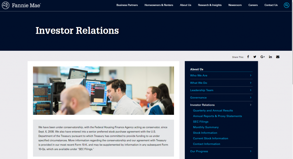 fanny mae investor relations